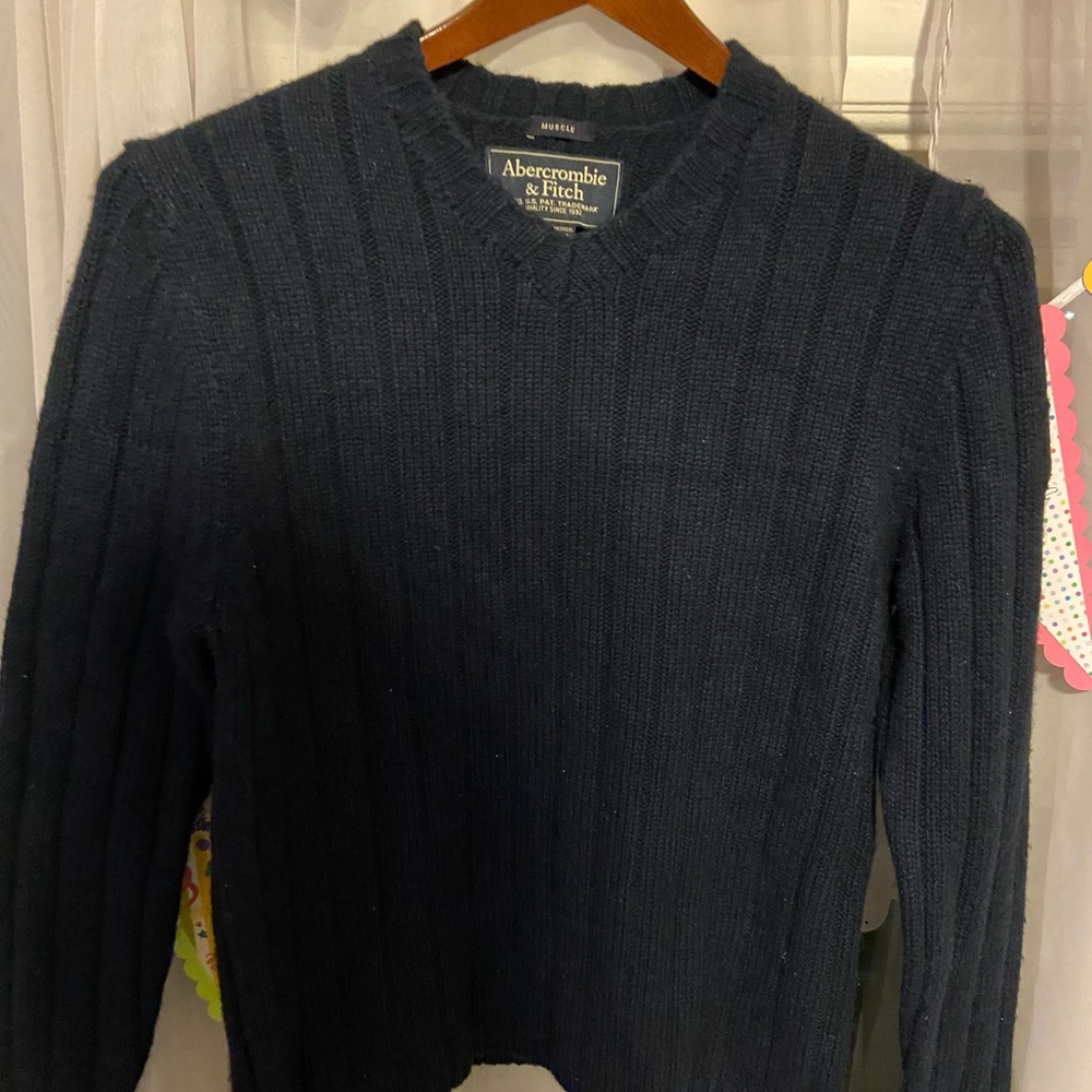 Abercrombie & Fitch Men's Dark Blue Crewneck Sweater